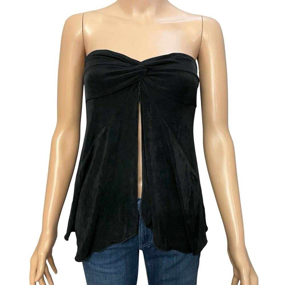 Free People Intimately Call Me Later Tunic Top Small Strapless Open Front Black